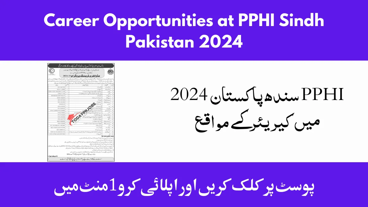 Career Opportunities at PPHI Sindh Pakistan 2024