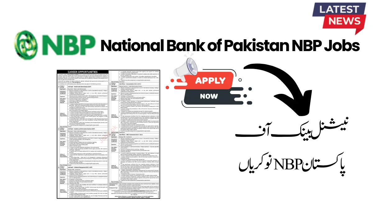 National Bank of Pakistan NBP Jobs 2024 Sidathyder.com.pk